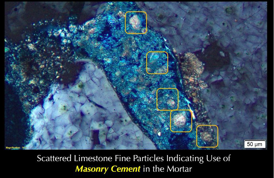 Laboratory analysis of tile setting materials and mortar specimens